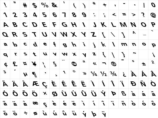 FZ BASIC 57 LEFTY Normal font glyphpreview