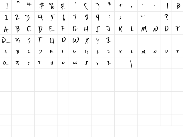 Deranged 4 Regular font glyphpreview