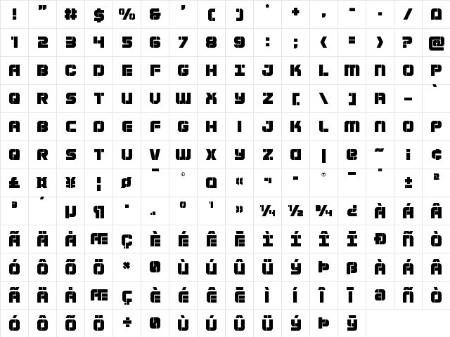 Super Submarine Regular font glyphpreview