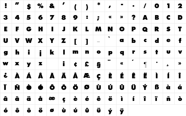Futura-ExtraBold Regular font glyphpreview