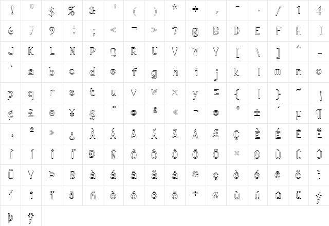 FZ BASIC 23 HOLLOW Normal font glyphpreview