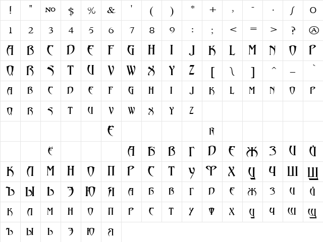 Abaddon Cyr Regular font glyphpreview