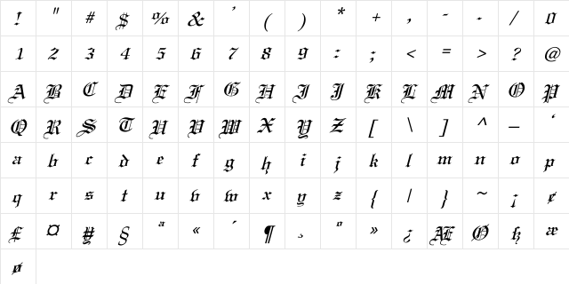 Old English Italic Italic font glyphpreview