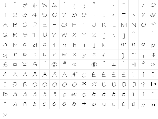 FZ HAND 1 EX Normal font glyphpreview