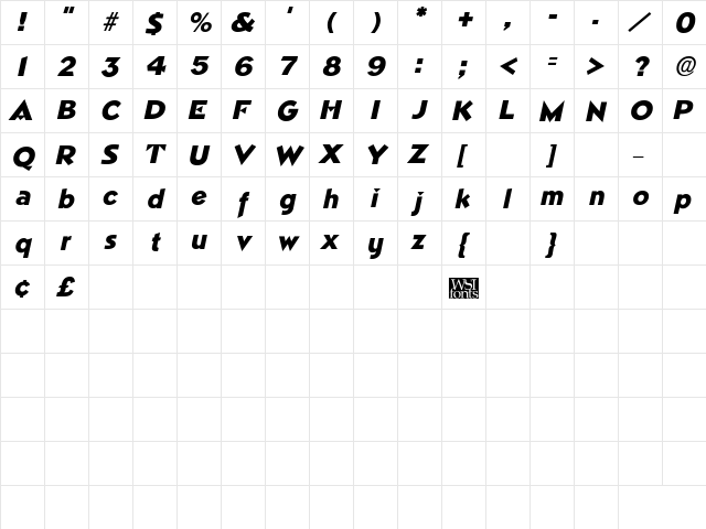 Trimble Italic font glyphpreview