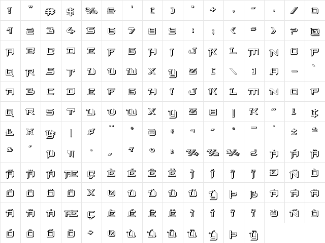 Final Front 3D Regular font glyphpreview