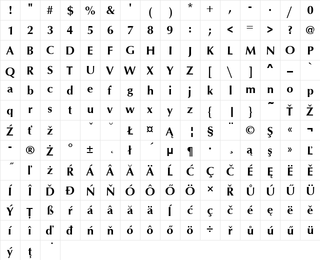 OptusTEEMed Regular font glyphpreview