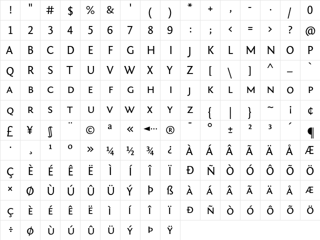 Fontin Sans Small Caps font glyphpreview