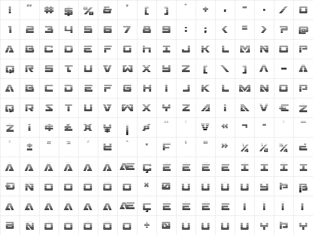 Trans-America Gradient Regular font glyphpreview