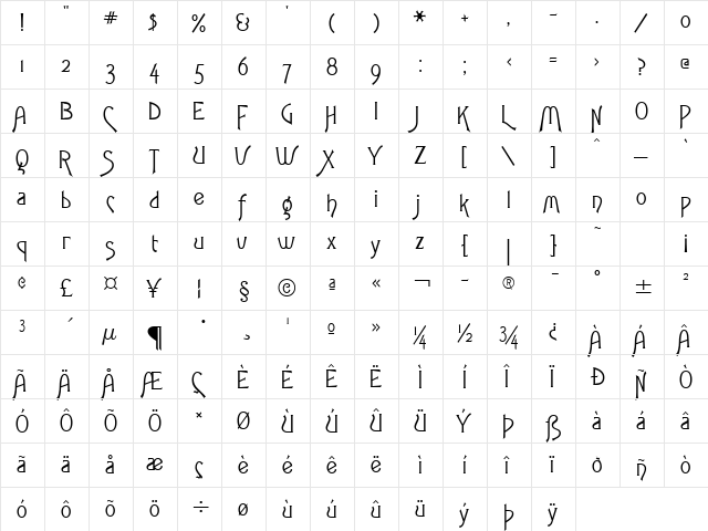 Fletch Normal font glyphpreview
