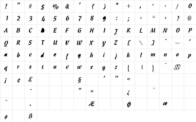 Ole' Script Light SSi Light font glyphpreview
