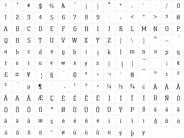 CityDLig Regular font glyphpreview