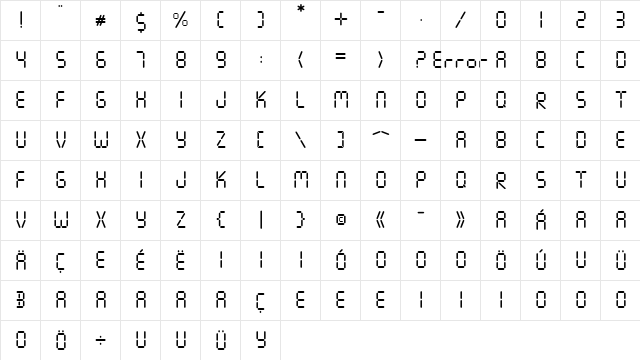 Seven Segment Regular font glyphpreview