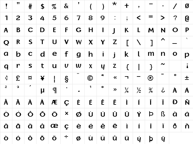 Oak-Ridge Bold font glyphpreview