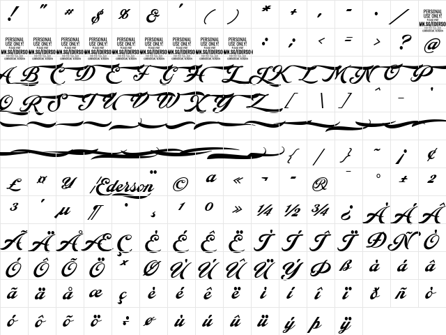 Ederson Deco PERSONAL USE ONLY Regular font glyphpreview