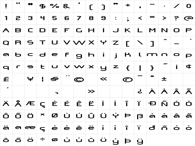 Omicron Zeta Pressed Regular font glyphpreview