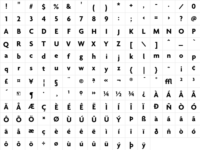 Agenda Bold font glyphpreview