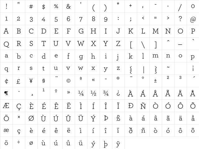 ArcherPro Book font glyphpreview