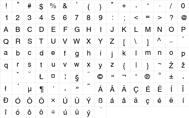 NimbusSanLEE Regular font glyphpreview