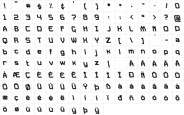 Daville Rev Slanted Normal font glyphpreview