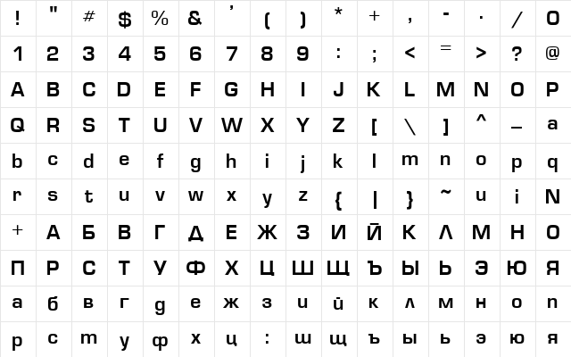 EUROSTYLE_CYR Regular font glyphpreview