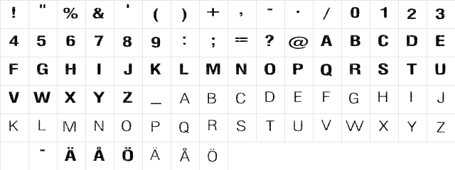 Silent Hell of Cheryl Extended Regular font glyphpreview