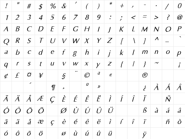 Friends 30 Italic font glyphpreview