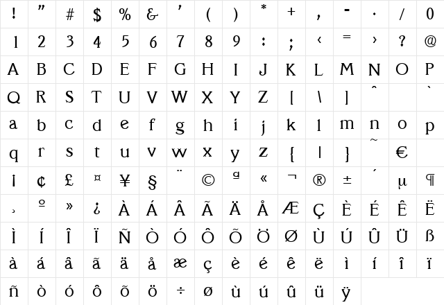 Veracruz-Regular Regular font glyphpreview