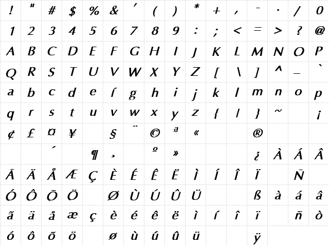 Friends 18 Bold Italic font glyphpreview