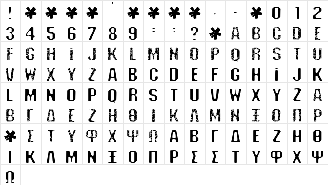 DEADLINE Regular font glyphpreview