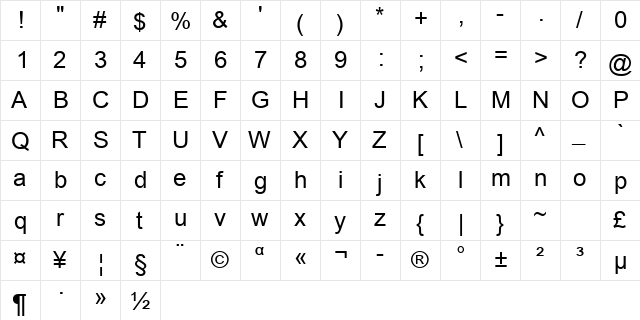 Arial Greek Regular font glyphpreview