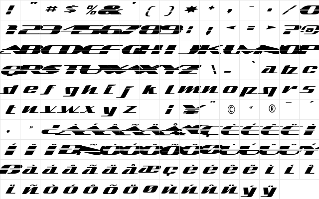 Sandoval Speed font glyphpreview