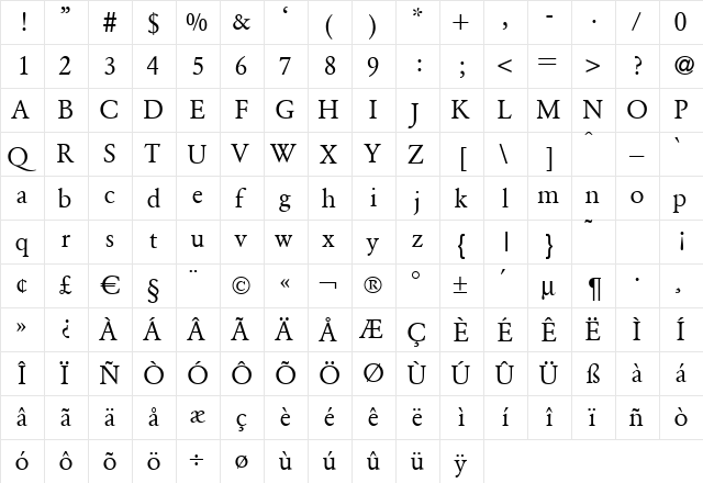 ClassicGarfeld Regular font glyphpreview