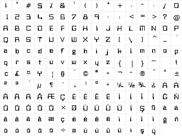 Turkish OrbitB BT font glyphpreview