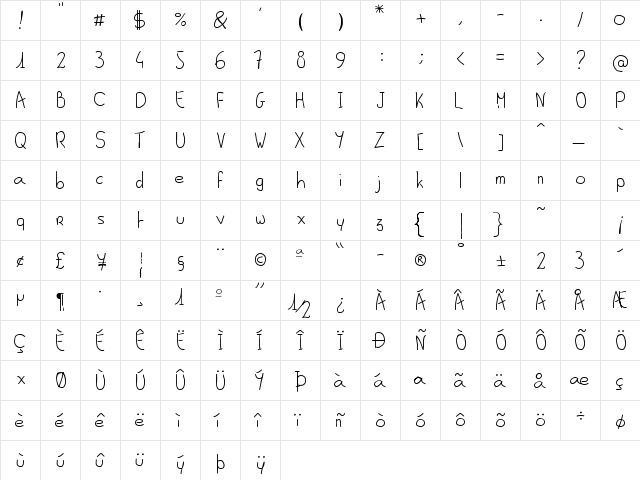 Al-seana Regular font glyphpreview