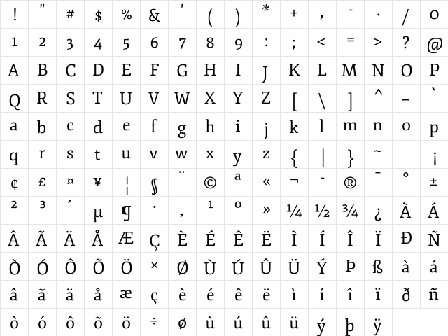 Fjord One font glyphpreview