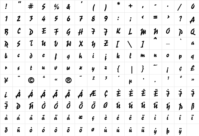 UVN But Long 2 Regular font glyphpreview