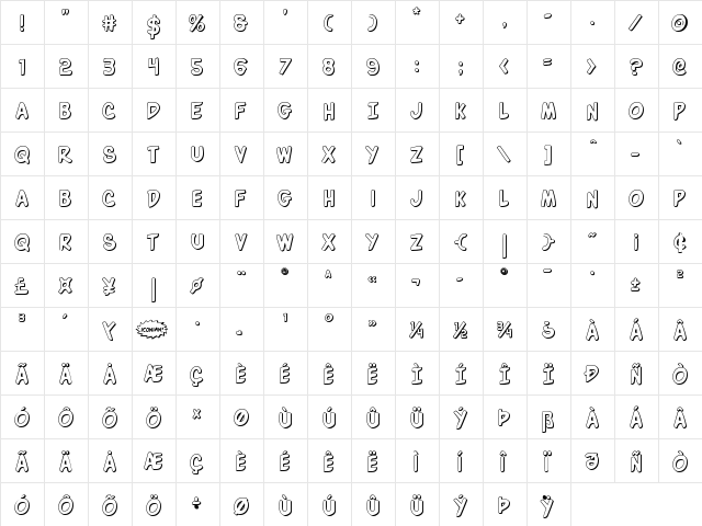 Villain Team-Up 3D Regular font glyphpreview