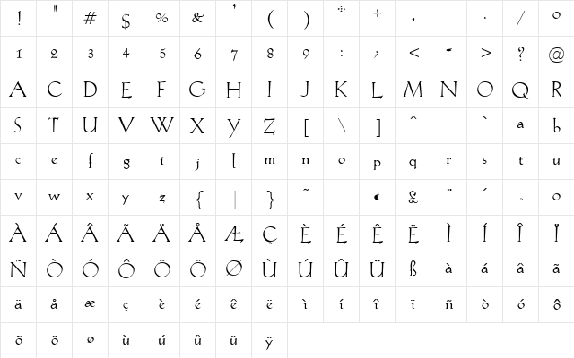 Evangel Regular font glyphpreview
