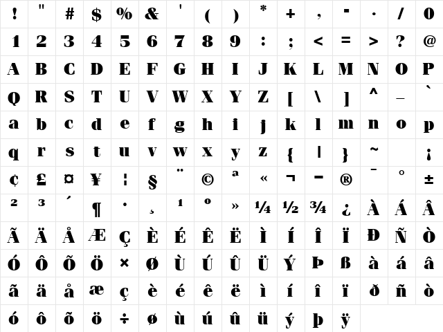 CompendiumBlackSSK Regular font glyphpreview