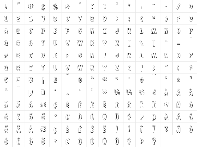 Whatafont Shadow Shadow font glyphpreview