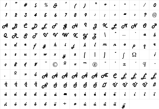 Script-H652 Regular font glyphpreview