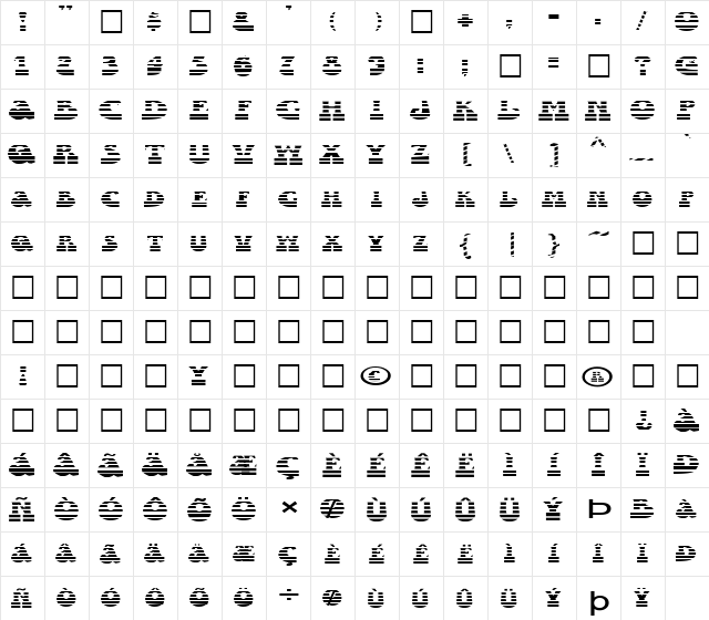 FZ JAZZY 16 STRIPED EX Normal font glyphpreview