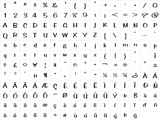 StimpsonExtended Regular font glyphpreview
