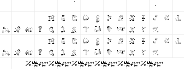 EDB Sweatin' It Regular font glyphpreview