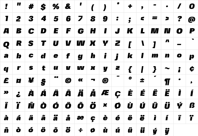 Fivo Sans Modern ExtBlk Regular font glyphpreview