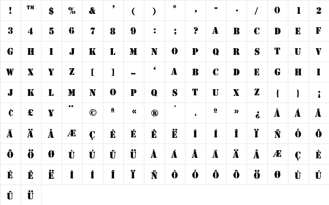 Stencil-Thin Regular font glyphpreview