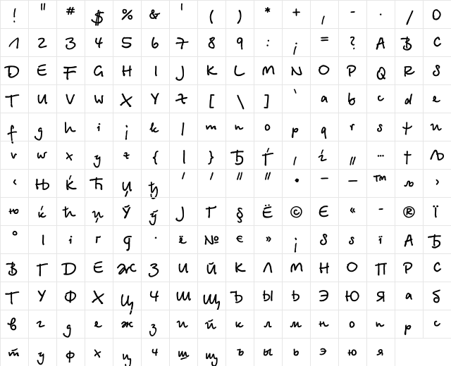 BetinaScriptC Regular font glyphpreview