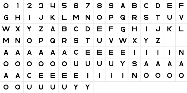 Rhino Regular font glyphpreview