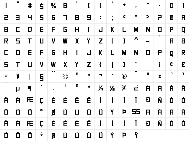 SquareFont Regular font glyphpreview